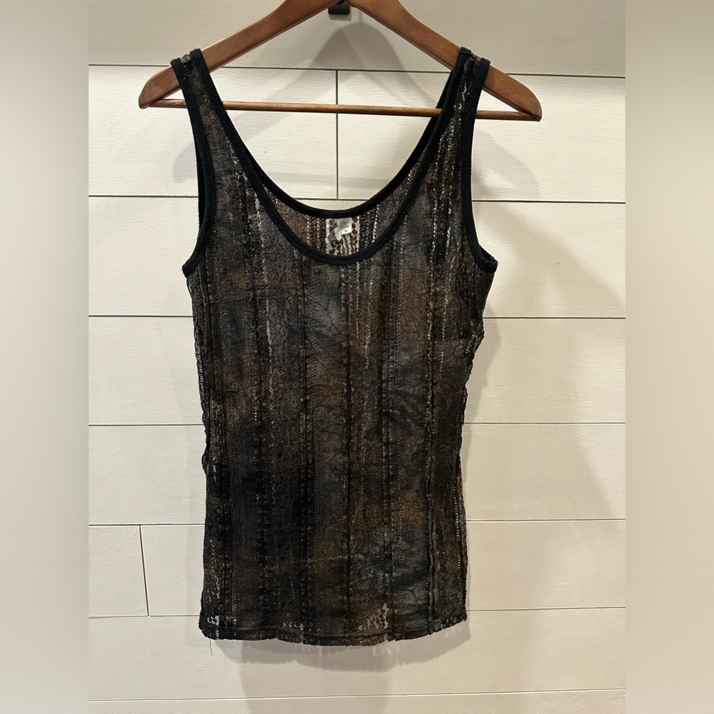BKE Black Lace Tank Top - medium